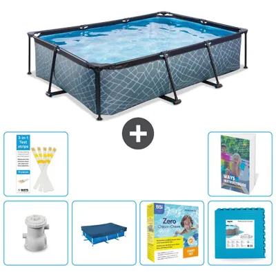 Obrázek produktu pro Exit Pool obdélníkový – vzhled kamene – 300 x 200 x 65 cm – 7dílný  S218