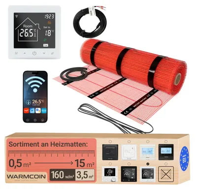Immagine prodotto di Kit di riscaldamento a pavimento elettrico - 160 W/m², 3,5 m² - Include termostato
