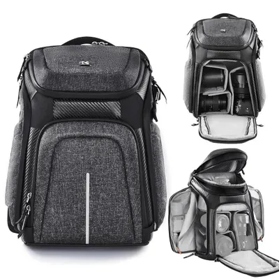 Obrázek produktu pro Fotobatoh 25 l – fotobatoh – voděodolný – velká kapacita – pro zrcadlovky a bezzrcadlovky – polyester – šedý