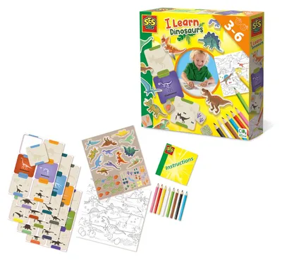 Produktbild von SES Creative 14630 Ich lerne Dinosaurier - Pädagogisches Lernspiel für Kinder, Mal-Set für Kinder, 3 Jahr(e), Karton