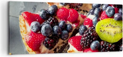 Produktbild von Bild auf Leinwand - Leinwandbild - Kuchen Dessert Obst Erdbeere - 120x50cm - Wand Bild - Wanddeko - Leinwanddruck - Bilder - Kunstdruck - Wanddekoration - Leinwand bilder - Wandkunst - AB120x50-2871