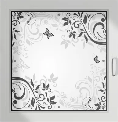 Produktbild von Wallario Lichtschutzbild, Dekorativer Sichtschutz Sonnenschutz 96 x 93 cm mit Motiv: Schnörkelmuster mit Schmetterlingen - Verdunklung ohne Bohren