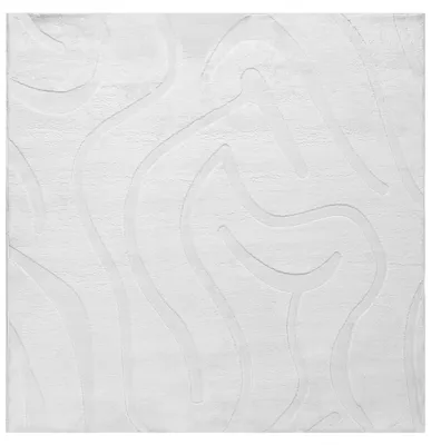 Produktbild von BELIANI Teppich Cremeweiß Stoff Quadratisch 160 x 160 cm Abstraktes Muster Jacquard Rutschfest Modern für Fußbodenheizung Wohnzimmer Schlafzimmer