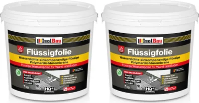 Produktbild von Isolbau Flüssigfolie 14kg - Dichtfolie für Bad, Dusche & Küche - für Wand & Boden - Lösemittelfreie, wasserdichte Abdichtung Dichtmasse -  Badabdichtung