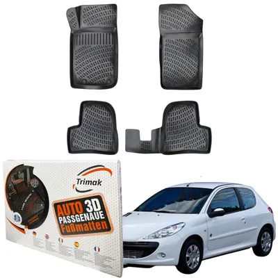 Produktbild von Trimak Autofußmatten kompatibel mit Peugeot 206 1998–2006 Auto Allwetter Gummimatten