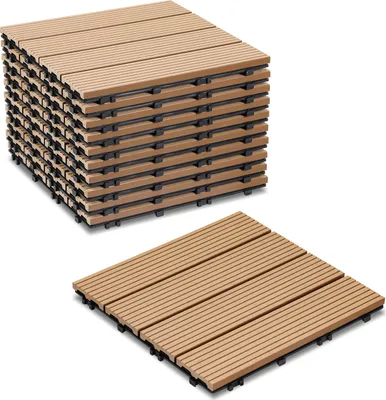 Obrázek produktu pro TolleTour 30x30cm WPC dlaždice terasová dlaždice, 5m2 balkonová dlaždice click dlaždice, teak, 55 kusů