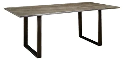 Produktbild von MASSIVMOEBEL24.DE Baumtisch Sheesham 200x100x78 smoked oak lackiert Plattenstärke 2,5cm FREEFORM #0103