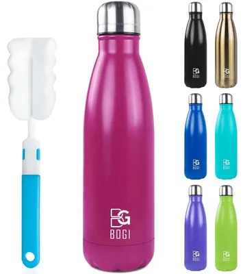 Image de Bouteille isotherme en acier inoxydable, 500 ml, double paroi, rose vif