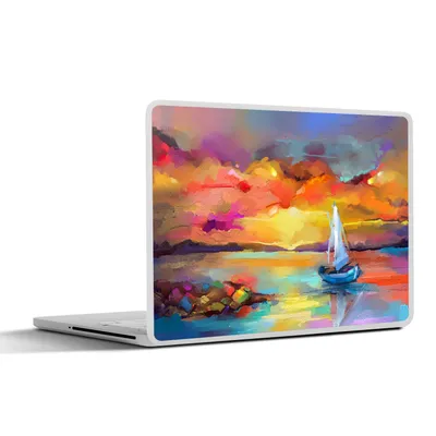 Produktbild von MuchoWow® Laptop Aufkleber Sticker Cover Malerei - Ölfarbe - Boot - Farben 30x22 cm - Laptop-Sticker