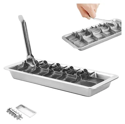 Produktbild von 304 Edelstahl Eiswürfelform, DIY Eiswürfel Set, 28,5×12×3 cm, Schnell-Eis, automatische Eisentnahme, wiederverwendbar