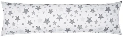 Produktbild von Renforcé Seitenschläferkissen Bezug 40x145cm Sterne mit kreisen Schwarz, Grau - 100% Baumwolle, Kissenhülle, Kissenbezug (KY-590-1)