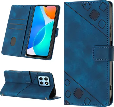 Obrázek produktu pro Pouzdro pro Honor X6 /Honor X8 5G vyražené Flip kožené peněženkové pouzdro s funkcí stojánku modré