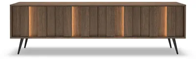 Produktbild von XXL TV Lowboard / Fernsehtisch AMARO 183cm (4 Türen) – Eiche Dunin mit Lamellen & inkl. LED