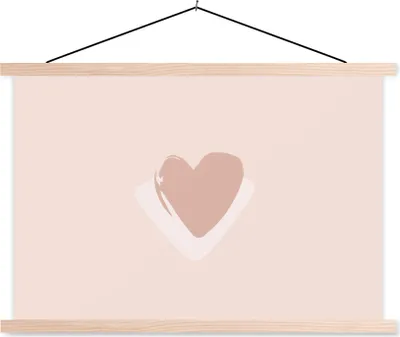 Produktbild von MuchoWow® Textilposter Sommer - Herz - Rosa 120x80 cm mit holzfarbenen Rahmen - Aufhängeset