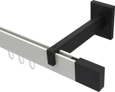 Produktbild von Interdeco Innenlaufstange / Gardinenstange mit Innenlauf Weiß / Schwarz, Typ Smartline Lox (Quader), 14x35 mm 1-läufig, 480 cm