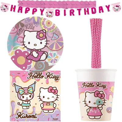 Produktbild von Party Set Hello Kitty Dekoset Kindergeburtstag Geburtstagsdeko Geburtstag Partyset