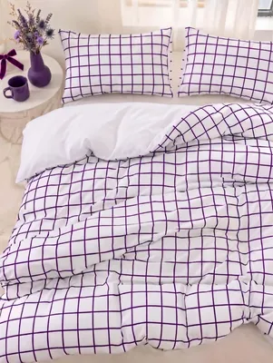 Obrázok produktu pre Sada posteľnej bielizne "L'essentiel Maison" (2-dielna), 200x200 cm, biela a fialová, 70% bavlna