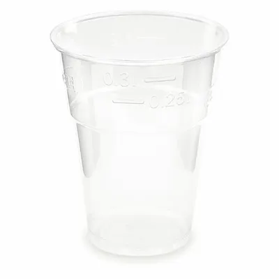 Produktbild von 40x  Trinkbecher klar 300 ml 0,3 l Eichstrich Biokunststoff PLA ø 85mm