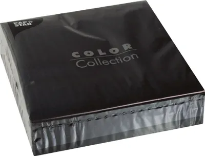 Produktbild von PAPSTAR 50 Servietten, 2-lagig 1/4-Falz 40 cm x 40 cm schwarz | Folie (50 Stück)