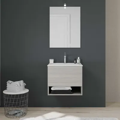 Immagine prodotto di Mobile lavabo sospeso 60 cm grigio chiaro effetto legno | Venezia