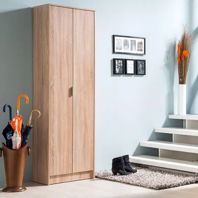Produktbild von Dmora Schuhschrank Delizia 60x33x192h cm Braun Eiche, 6 Regale 2 Türen