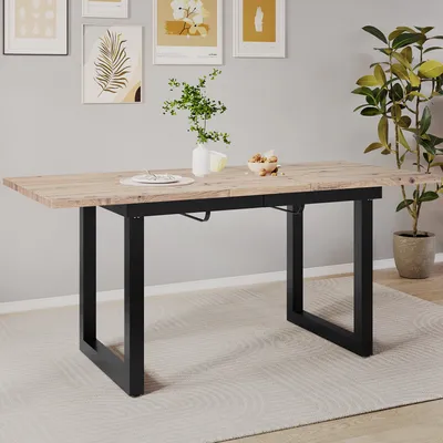 Produktbild von Flieks Esstisch rechteckig, 140/180x80x75cm, Industriestil, Spanplatte mit Metallbeinen, verstellbare Füße
