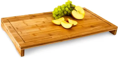 Produktbild von Schneidebrett aus Bambus – Küche – 4,5 x 52 x 29 cm – Groß – Robust – Saftrille – Servierbrett – Natürlich