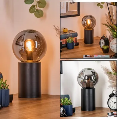 Produktbild von Fossobiubo Tischlampe aus Metall/Glas in Schwarz/Rauchfarben