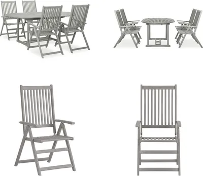 Immagine prodotto di vidaXL Set da pranzo da giardino 5 pezzi in legno massiccio di acacia grigio - Set da pranzo da giardino - Set da pranzo da giardino - Set da giardino - Set da giardino