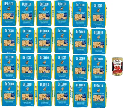 Produktbild von De Cecco Orecchiette Grandi Nr. 190, Weizenpasta 24 x 500 g, Spezialität aus Apulien, langsam trocknend 9 h, feste Textur, 12 min Kochen (al dente 10 min), hergestellt in Italien + Italian Gourmet