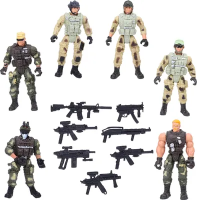 Produktbild von 6PCS bewegbare militärische Soldatenpolizeimodelle mit Joint und Waffen für Eltern -Kinder -Interaktion