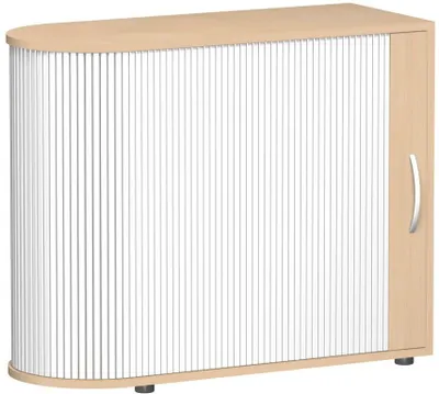 Produktbild von Geramöbel Querrollladenschrank abgerundet mit Standfüßen, nicht abschließbar, ohne Sichtrückwand, mehrere Stellmöglichkeiten, 1000x400x830, Silber/Buche, S-382101-SB
