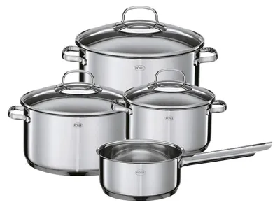 Produktbild von Kochtopfset Topfset - 10-teilig - Edelstahl 18/10 - Induktion - Glasdeckel