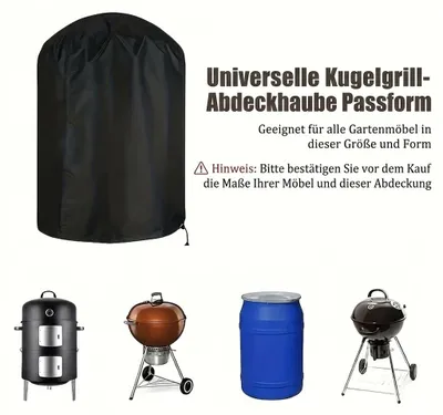 Zdjęcie produktu dla Pokrowiec na grill okrągły, średnica 71 x 68 cm – pokrowiec klasy premium z czarnej tkaniny Oxford