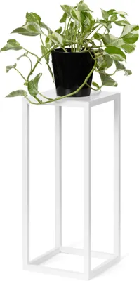 Immagine prodotto di LAMO Manufaktur Portafiori in metallo bianco 48 cm | Porta vasi da interno design moderno da soggiorno, camera da letto | Supporto per piante nuziali, tavolino per sculture e decorazioni casa
