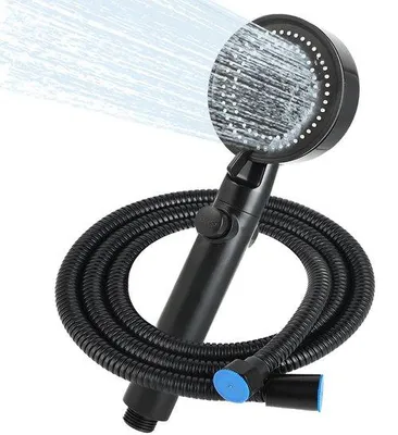 Immagine prodotto di Soffione doccia nero da 1,5 m con 6 tipi di getto, a risparmio idrico