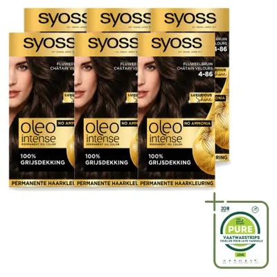 Produktbild von 6 x Syoss Oleo Intense 4-86 Permanente Haarkleuring - Samtbraun - Großpackung - 6 Stücke