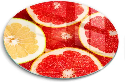 Produktbild von Glasschneideplatte - Herdabdeckplatte - fi40 cm -Schneidebrett - Spritzschutz - Grapefruitscheiben