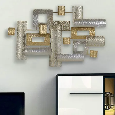 Produktbild von formano Wanddeko Metall 3D-Effekt Champagner Gold 70x44x6 cm Wanddekoration