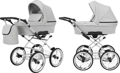 Produktbild von Kinderwagen ROMANTIC Babywagen Babyschale Kinder Wagen Set 1 in 1 (grau eco, Rahmenfarbe: grauer Rahmen)