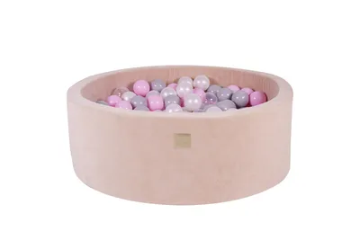 Produktbild von Trockenbadewanne mit 200 Bällen (Transparent, Pastellrosa, Perlweiß, Grau) MeowBaby, 90 x 30 cm, Ecru-Samt