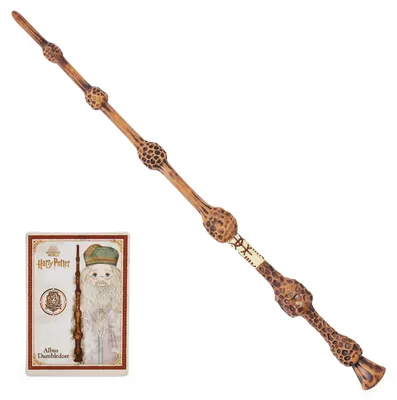 Produktbild von Wizarding World Harry Potter - Authentischer Albus Dumbledore Zauberstab aus Kunststoff mit Zauberspruch-Karte, ca. 30,5 cm, Film, 6 Jahr(e)