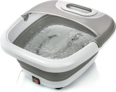 Produktbild von TZS First Austria Massage-Fußbad | Klappbares Fußsprudelbad mit Heizung und LED-Rotlicht | Grau
