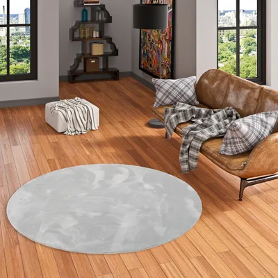 Produktbild von Luxus Super Soft Fellteppich Pearl Grau Rund, Größe:200 cm Rund
