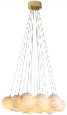 Image de Casa Padrino Lustre de luxe albâtre / laiton antique Ø 75 x H. 170 cm - Lustre de salon avec abat-jour en albâtre - Qualité de luxe