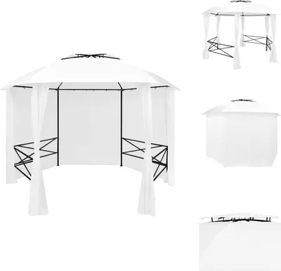Produktbild von vidaXL Gartenzelt mit Vorhängen 360x312x265 cm Weiß 180 g/m² -  Pavillons & Partyzelte