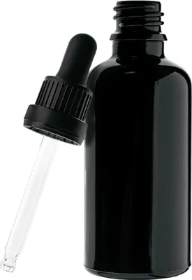 Produktbild von Schwarze Glasflasche mit Pipette, 50 ml, Tropfspender, Tropfer