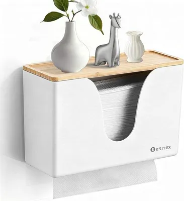 Produktbild von Papierhandtuchspender zur Wandmontage – weiß – mit Deckel – ideal für Badezimmer und Büro