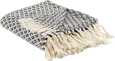 Obrázok produktu pre BELIANI Deka čierna a béžová bavlnená geometrický vzor 125 x 150 cm prikrývka na posteľ tradičná obývačka spálňa