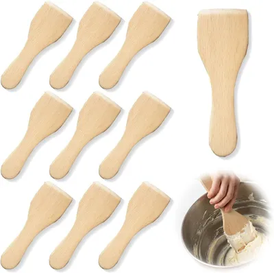 Image de Set de 10 spatules pour raclette, en bois de hêtre, pour poêles à raclette